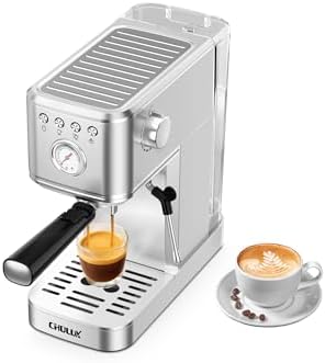 CHULUX Kompatto Espresso Machine 20 Bar with Milk Frother, Stainless Steel Automatic Espresso Coffee Machine for Home Latte & Cappuccino Maker, 40oz Removable Water Tank, 1350W by CHULUX