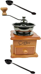 Coffee Bean Grinder Manual Vintage Hand Crank, Ceramic Wood by Healifty