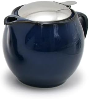 Zero Japan Bee House Round Teapot For One, 15 Oz - Ceramic Tea Pot with Stainless Steel Lid and Infuser, Smooth-Pour Spout, Diswasher and Microwave Safe Tea Pots (Jeans Blue) by ZEROJAPAN