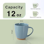 AmorArc 12oz Ceramic Coffee Mugs set of 6, Stylish Coffee Mugs with Rustic Terracotta Underside for Latte/Cappuccino/Milk/Cocoa, Dishwasher&Microwave Safe, Stone Blue - Image 2