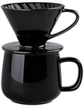 Ceramic Coffee Dripper Spiral Style Reusable Pour Over Maker With Detachable Stand For 1-2 Cups - Drip Filter Cup(Black Filter Set) by Unknown