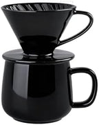 Ceramic Coffee Dripper Spiral Style Reusable Pour Over Maker With Detachable Stand For 1-2 Cups - Drip Filter Cup(Black Filter Set) by Unknown