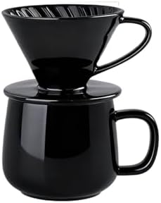 Ceramic Coffee Dripper Spiral Style Reusable Pour Over Maker With Detachable Stand For 1-2 Cups - Drip Filter Cup(Black Filter Set) by Unknown