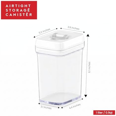 DWËLLZA KITCHEN Airtight Food Storage Containers for Pantry With White Lids 1L - 6 Pack - Clear Plastic Air Tight Kitchen Containers Pantry Organization and Storage BPA-Free Keeps Food Fresh & Dry - Image 5