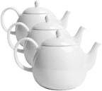 Sweese Porcelain Teapot, 40 Ounce Tea Pot - Large Enough for 5 Cups, White (Pack of 3) by Sweese