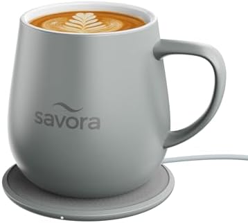12oz IntelliHeat™ Coffee Mug | Barista’s Choice | Exclusive Wireless SmartSense Pad | Maintains Perfect 135°F | Hand-Crafted Ceramic Mug & Lid | for Tea Drinkers | Backed for Life - Grey by Self-heatingMugs
