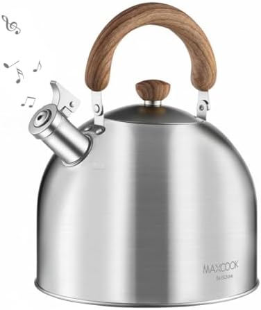 18/8 Stainless Steel 5.29 Quart Tea Kettle for Stovetop,Silver by MAXCOOK
