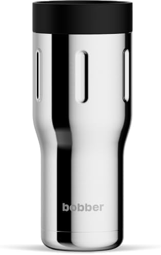 BOBBER 16 oz Stainless Steel Tumbler with Lid for Coffee Hot & Cold – Vacuum Insulated, Travel Coffee Mug, Dishwasher Safe – Metal Thermo Coffee Cup – BPA-Free, Keeps Hot for 8 Hours (Glossy) by Bobber