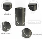 Food Storage Canister with Built-in Scoop, Round Tinplate Metal Jar for Loose Leaf Tea Organization, Black Finish - Image 6