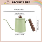 Kettle with Long Gooseneck Spout, Stainless Steel, Non-Slip Natural Wood Handle, Ideal for Regulating Water, Suitable, Green - Image 3