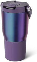 BrüMate Resa Flip 20oz Kids Travel Tumbler with Covered Flip Down Straw | 100% Leakproof Water Bottle | Insulated Stainless Steel | Cup Holder Friendly Silicone Base | 20oz (Dark Aura) - Image 2