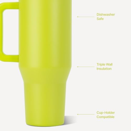 HydroJug Traveler 32oz, Insulated Tumbler with Handle & Straw, Lemon Lime - Image 3