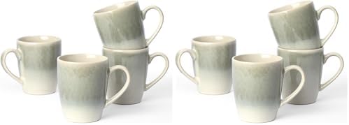 famiware Coffee Mugs Set, 13 oz Mug Set of 4, Stoneware Cups for Latte, Hot Tea, Mocha, Cocoa, Cappuccino, Microwave and Dishwasher Safe, Glacier Series, Sage Green (Pack of 2) by Famiware