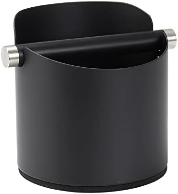 DIBTSA Large Size Coffee Knock Box, Espresso Knock Box Stainless Steel Espresso Machine Accessories with Removable Knock Bar and Non-Slip Base Coffee Grounds Container Bin (Black) by DIBTSA
