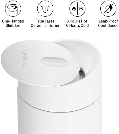 Fellow Carter Slide Ceramic Lined Travel Coffee Mug 12 oz, One-Handed Lid - Image 2