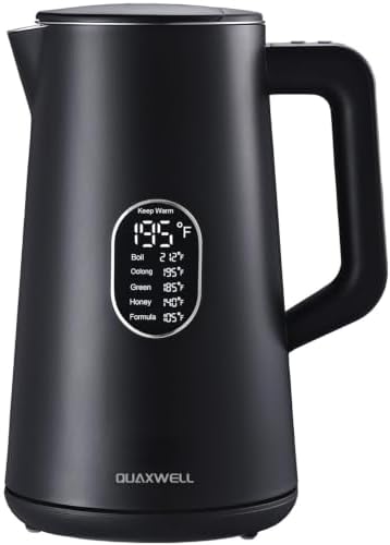 1.5L Electric Kettle Temperature Control, Matt Black by QUAXWELLProducts