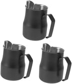 HOMSFOU 3pcs Stainless Steel Frothing Pitcher for Latte Art Embossed Steamer Cup Precision Spout for Professional and Coffee Enthusiasts by HOMSFOU