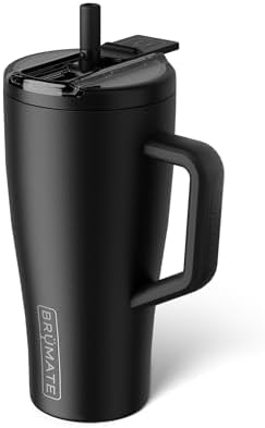 BrüMate Era Flip 30oz Tumbler with 100% Leakproof Covered Straw Lid | Hygienic Covered Straw | Insulated Stainless Steel Water Bottle with Handle | Cup Holder Friendly | BPA-Free (Matte Black) by Br%C3%BCMate