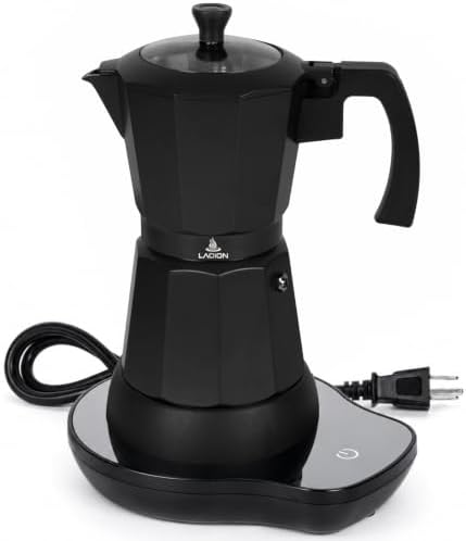 LAOION 6 or 3 Cup Electric Moka Pot, Cafeteras Electricas Modernas-Black by LAOION
