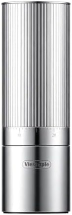 V6 Pro Portable Electric Burr Coffee Grinder, 60 Settings, Silver by Viesimple
