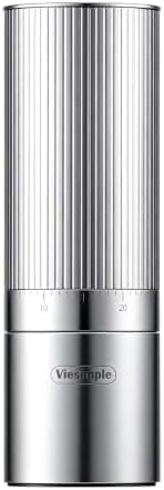 V6 Pro Portable Electric Burr Coffee Grinder, 60 Settings, Silver by Viesimple