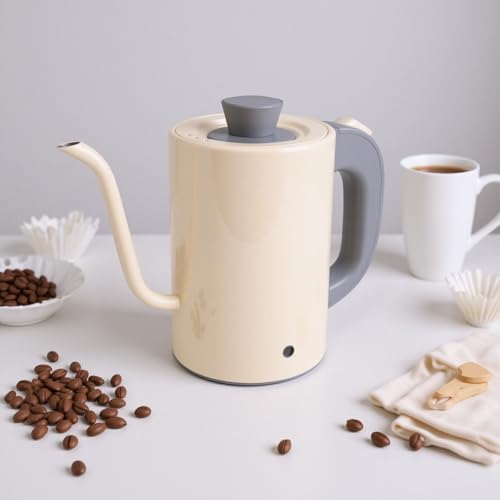 AUNMAS Stainless Steel Electric Gooseneck Kettle 600W 800ml with Precise Temperature Control and Rapid Heating for Pour Over Coffee (US Plug 110V) - Image 4