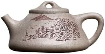 Tea Kettle White Mud Stone Scoop Teapot Hand-carved Office Tea Ceremony Teapot Ceramic Tea Infuser by Unknown