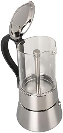 Stainless Steel Stovetop Moka Pot - Crystal Glass Top Italian Coffee Maker (4 Cups) - Image 5