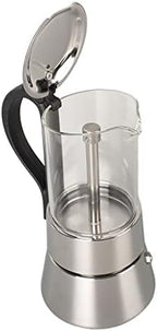 Stainless Steel Stovetop Moka Pot - Crystal Glass Top Italian Coffee Maker (4 Cups) - Image 5