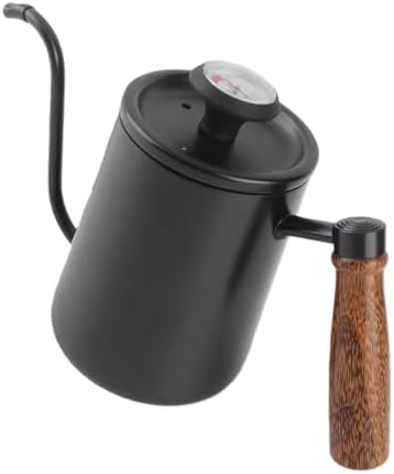 GOWENIC 600ML Pour Over Coffee Kettle with Thermometer (Black) by GOWENIC