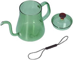 Gooseneck Kettle, Glass Teapot Long Coffee High Borosilicate Spout Glass Coffee Pot Pour over Kettle for Home (Green 350ML) by Unknown
