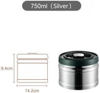 Vacuum Sealed Coffee Canister, 304 Stainless Steel, Airtight Press Type Lid, for Coffee Beans, Tea, Nuts (Silver, 750, Milliliters) - Image 2