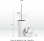 asobu ClearInsulation Flexi Straw Tumbler Marina a Tritan 28 oz Tumbler with 17 Oz Stainless Steel Insulated Sleeve for Ice Coffee or Hot Tea (White) - Image 6