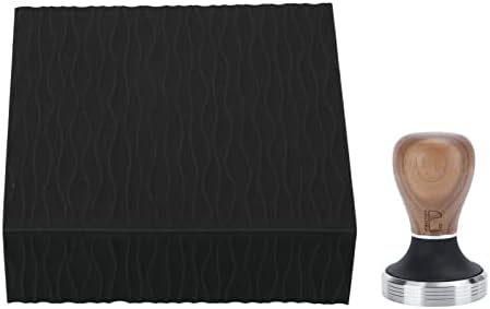 Coffee Tamper and Mat Silicone Durable Kitchen Set for Home Brewing Experience 58mm Walnut Stainless Steel 2 Pieces (Black) - Image 3