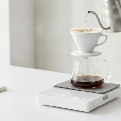 Coffee Scale Espresso Scale Digital Scale Kitchen Scale with Timer and Precision for Consistent Flavor Rechargeable Compact Silicone Body Suitable for, White - Image 2