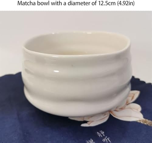 LUNCHS Matcha Whisk Set 4-piece Set Matcha Kit Ceramic Matcha Bowl and Bamboo Teaspoon Matcha Whisk and Bowl Handmade Make(White) - Image 2
