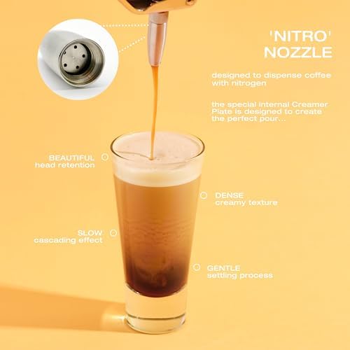 0.5L Nitro Coffee Maker, Aluminum Nitro Cold Brew Coffee Maker with Special Nitro Diffuser Nozzle & Cold Brew Maker for Making Nitro Cold Brew, 1 Pint/0.5L, Includes (10) Nitro Cartridges - Image 5