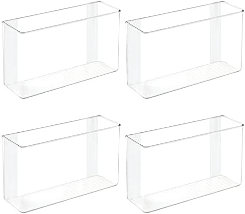 mDesign Plastic Adhesive Mount Storage Organizer Container for Kitchen or Pantry Wall Organization - Space Saving Holder for Sandwich Bags, Foil - 11" Wide - Ligne Collection - 4 Pack - Clear by mDesign