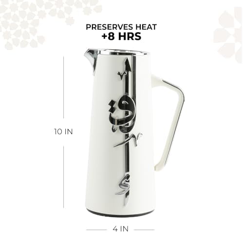 Insulated Carafe Flask 1L For Coffee, Tea & Hot Beverages, Double Wall Stainless Steel Build, Spill Resistant Lid, Portable Serving Pitcher, Long Heat Hold, Gift Idea by Otantik (Pearl White & Silver) - Image 3