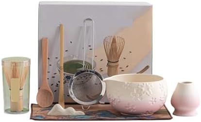 8pcs Matcha Tea Set Kiln-Changed Ceramic Bowl With Spout Whisk Tea-Making Tool(004) by Unknown