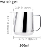 Milk Frother Cup Stainless Steel Milk Frothing Pitcher 500ml/17oz Stainless Steel Espresso Steaming - Image 2