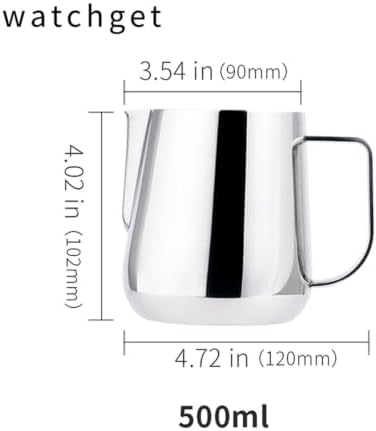Milk Frother Cup Stainless Steel Milk Frothing Pitcher 500ml/17oz Stainless Steel Espresso Steaming - Image 2