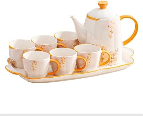 Water Pitcher Household Cold Kettle, Essential Ceramic Tea Set for Home, 8-piece Set, Creative Floral Tea Set, Souvenir Gift Water Jug by Unknown