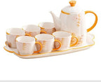 Water Pitcher Household Cold Kettle, Essential Ceramic Tea Set for Home, 8-piece Set, Creative Floral Tea Set, Souvenir Gift Water Jug by Unknown