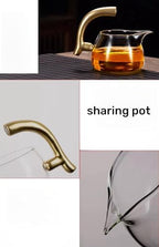 Glass Kungfu Teapot Set Tea maker with Infuser Semi Automatic Tea Set (Golden red horse) - Image 3