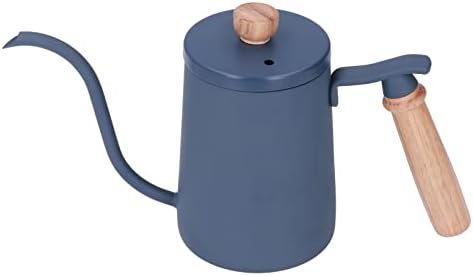 Coffee Kettle Coffee Pour Over Kettle 600ml Gooseneck Vent Hole Wooden Handle Food Grade Stainless Steel Ergonomic Gooseneck Kettle (Blue) - Image 3