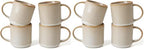 famiware Coffee Mug Set for 4, Star 12 oz Catering Mugs Cup Set with Handle for Coffee, Tea, Cocoa, Milk - Ceramic Stoneware Drinkware Set, Cappuccino White (Pack of 2) by Famiware
