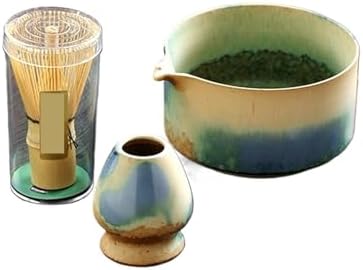 4PCS Matcha Set With Ceramic Bowl Whisk Teaspoon Tea Sets Tea-making Tools Accessories(Blue 4pcs) by Unknown