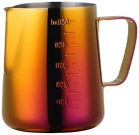 Milk Frother Cup Stainless Steel 350/550ml Espresso Coffee Pull Flower Milk Mugs Cup Stainless Steel Craft Latte Art Jug Pitcher Mug(550ml Red) by Unknown