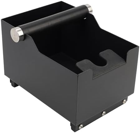 Espresso Knock Box, Stainless Steel Coffee Bag Container, With Steel Bracket And Noise Reducing Rubber Ring (Rectangle L-No base) by KKAFFEELUX